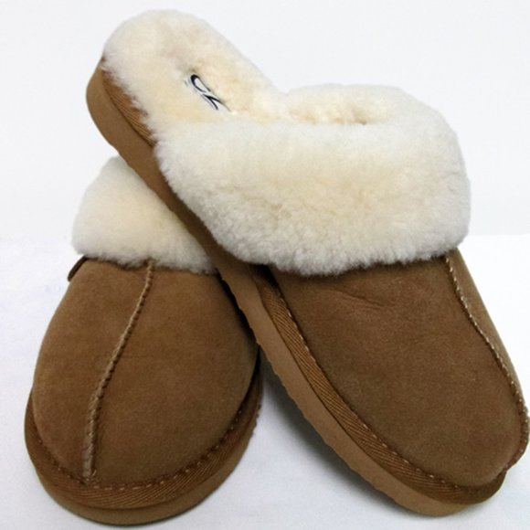 EZ Feet Women’s Shearling Scuffs Fluffy Breathable Slip-On Slippers - Picture 2 of 6